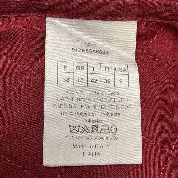 CHRISTIAN DIOR BURGUNDY QUILTED MATELASSE SILK SHORTS WITH BEE EMBROIDERY - Picture 5 of 6